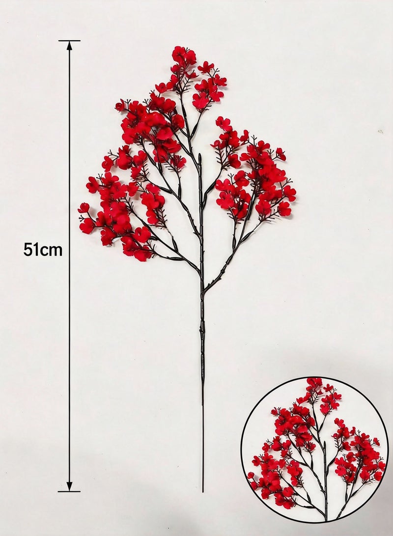 Baytak 5 Pieces Artificial Flowers, Fake Flowers for Vase Decoration,Red Baby's Breath for Home Decor,Artificial Flower Bouquet, All-Purpose Artificial Flower Decor for Indoor and Events,51cm - Image 2